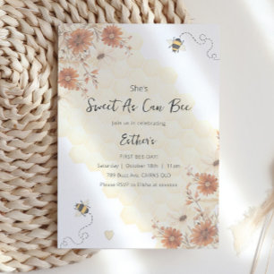 Invitación Dulce como puede ser el primer cumpleaños de Honey