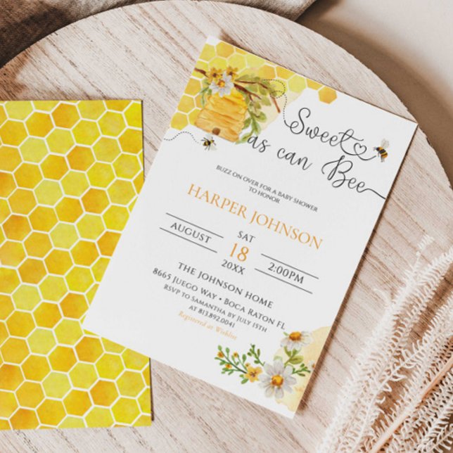 Invitación Dulce como puede ser honeycomb Floral Baby Shower  (Subido por el creador)