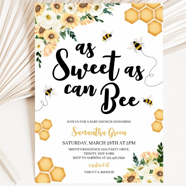 Invitación Dulce como puede ser la ducha de bebé de abeja (Subido por el creador)