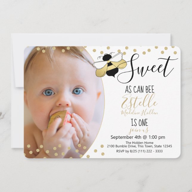 Invitación Dulce como puede ser la foto de un Fiesta de cumpl (Anverso)