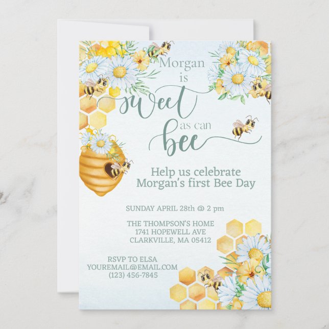 Invitación dulce como puede ser la primera abeja de miel de a (Anverso)