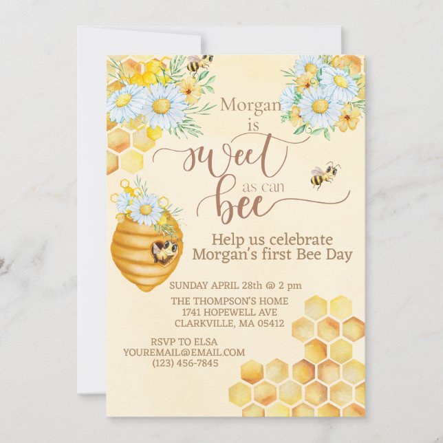 Invitación dulce como puede ser la primera abeja de miel de a (Anverso)