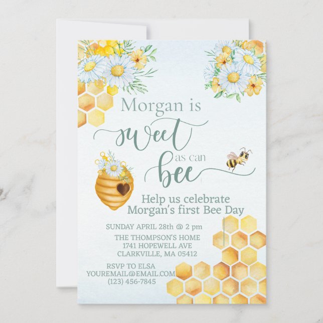Invitación dulce como puede ser la primera abeja de miel de a (Anverso)