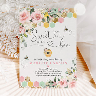 Invitación Dulce como puede ser la vegetación Baby Shower ros