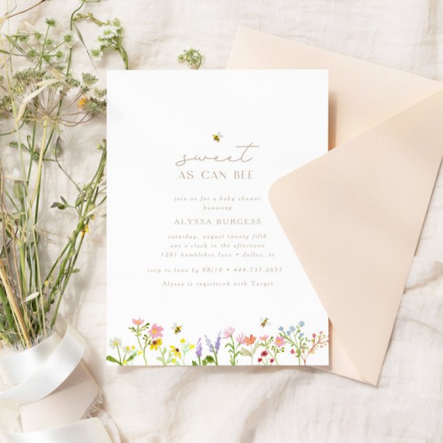 Invitación Dulce Como Puede Ser Un Baby Shower Mínimo Moderno (Elegant, modern and simply sweet! Customize the text and background colors with ease.)