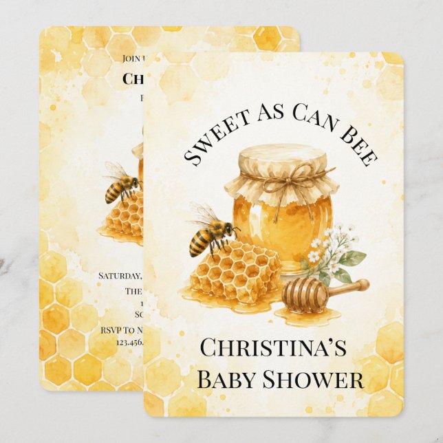 Invitación Dulce Como Puede Ser una Ducha de Bebé Sin Género (Anverso / Reverso)