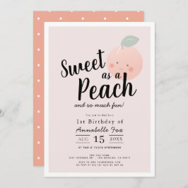 Invitación Dulce como un Chica de Cute de Peach Kawaii Primer