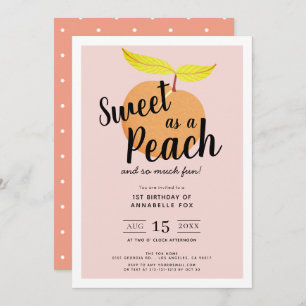 Invitación Dulce como un Chica de Cute de Peach Primer Cumple