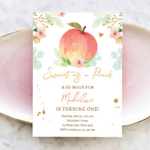 Invitación Dulce como un Chica de la Peach Peaches Primer Cum