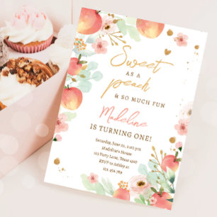 Invitación Dulce como un Chica de la Peach Peaches Primer Cum