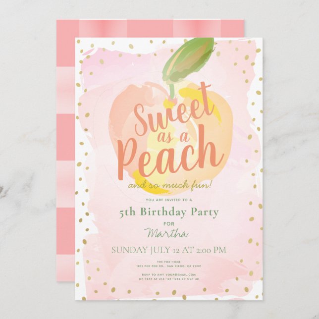 Invitación Dulce como un Chica rosa de cada una Cumpleaños (Anverso / Reverso)