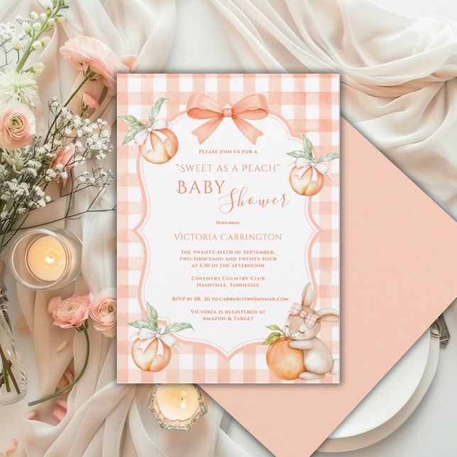 Invitación Dulce como un Melocotón Fiesta de Baby Shower de G (Subido por el creador)