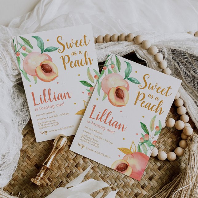 Invitación Dulce como un Peach Green Birthday (Subido por el creador)