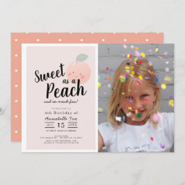 Invitación Dulce como una chica linda foto cumpleaños melocot
