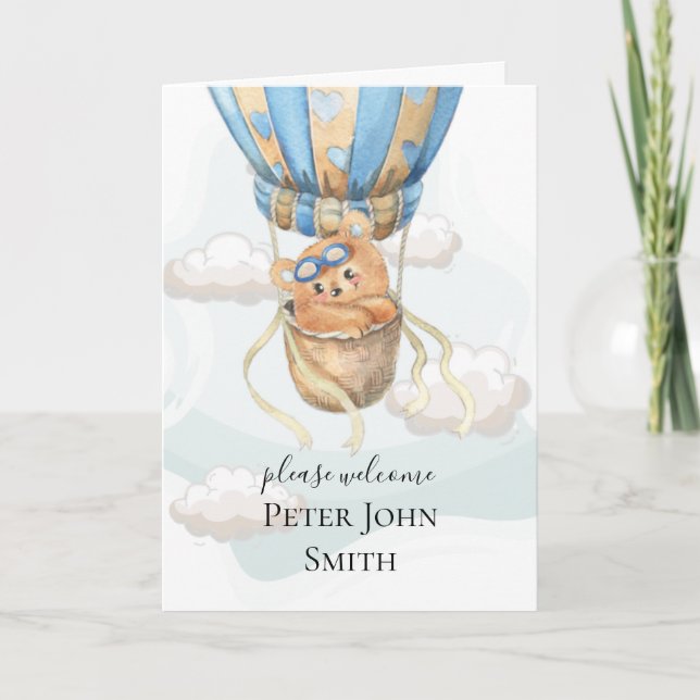 Invitación dulce con globo de oseo de peluche (Anverso)