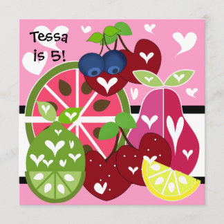 Invitación dulce con sabor a fruta del cumpleaños