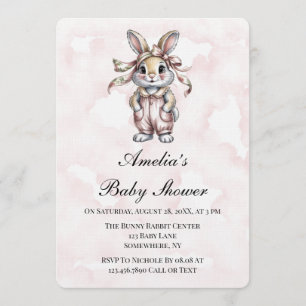Invitación Dulce conejita floral Baby Shower