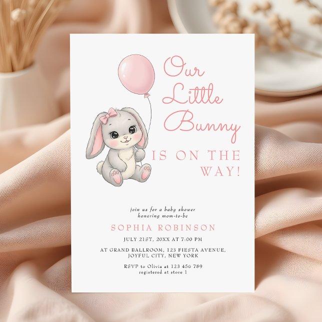 Invitación Dulce conejita Rubor Chica rosa Baby Shower (Subido por el creador)