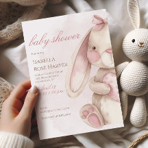 Dulce conejo acuarela rosa baby shower