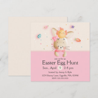 Invitación Dulce conejo de Pascua y huevos de pollo