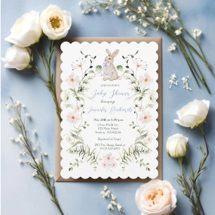 Invitación Dulce Conejo de Prado y Flores Silvestres Fiesta d