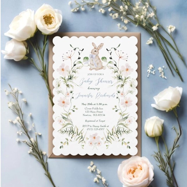 Invitación Dulce Conejo de Prado y Flores Silvestres Fiesta d (Subido por el creador)