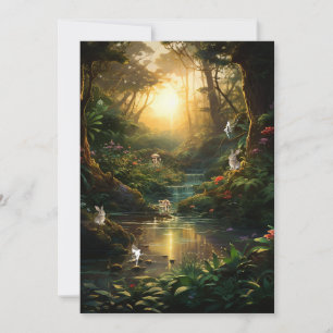 Invitación Dulce conejo hada del río del bosque encantado de