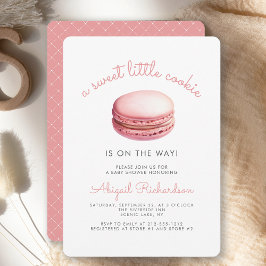 Invitación Dulce cookie Macaron Chica rosado Baby Shower