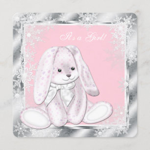 Invitación Dulce copo de nieve rosa, baby shower de invierno