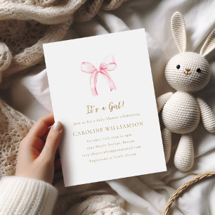 Invitación Dulce Coqueta Arco Rosa Niña Acuarela Baby Shower