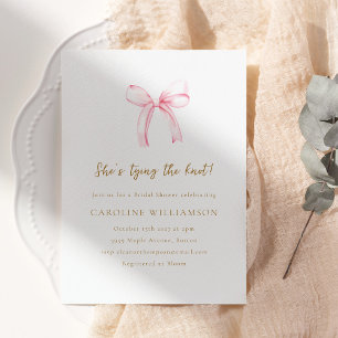 Invitación Dulce Coqueta Rosa Lazo Nupcial Despedida de Solte