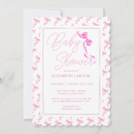 Invitación Dulce Coquette Pink Bow Tie Elegant Baby Shower