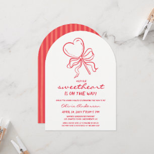 Invitación Dulce corazón Baby Shower con rayas de caramelo