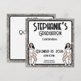 Invitación Dulce Corazón Bailarina de Plata y Blanco: #2