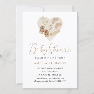 Invitación Dulce Corazón Boho Azul Fiesta de Bebé