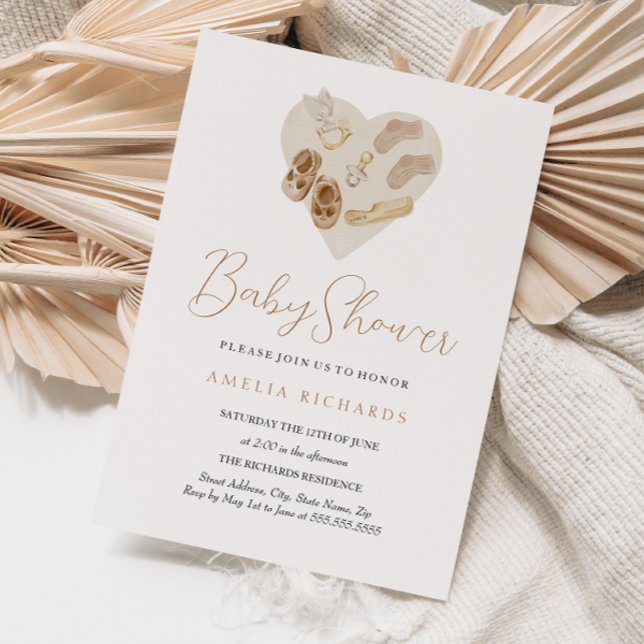 Invitación Dulce Corazón Boho Rubor Rosa Baby Shower (Subido por el creador)