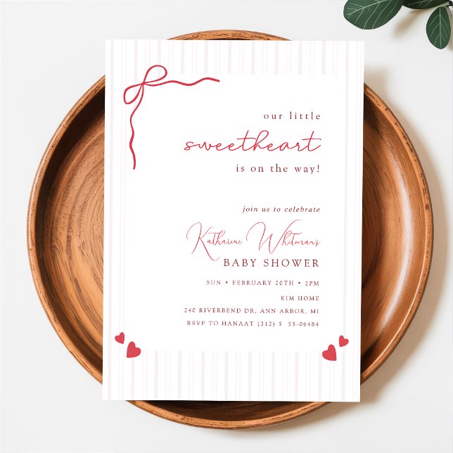 Invitación Dulce Corazón con Lazo Rosa Baby Shower (Subido por el creador)