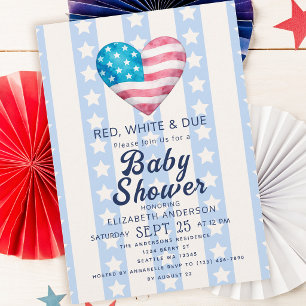 Invitación Dulce Corazón de Rayas Rojas y Blancas para Baby S