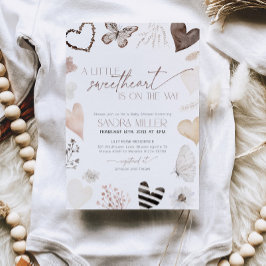 Invitación Dulce Corazón Neutral Baby Shower de San Valentín