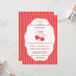 Invitación Dulce Corazón Rayado Baby Shower