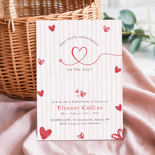 Invitación Dulce Corazón Rosa Rojo Baby Shower