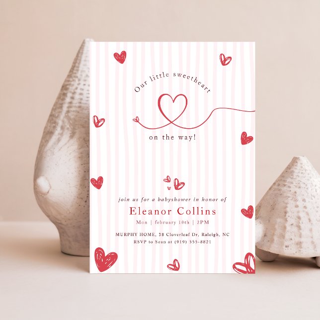 Invitación Dulce Corazón Rosa Rojo Baby Shower (Subido por el creador)