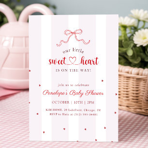 Invitación Dulce Corazoncito en el Camino Baby Shower Rosa