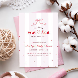 Invitación Dulce Corazoncito en el Camino Baby Shower Rosa