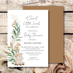 Invitación Dulce cordero verde ducha de bebé
