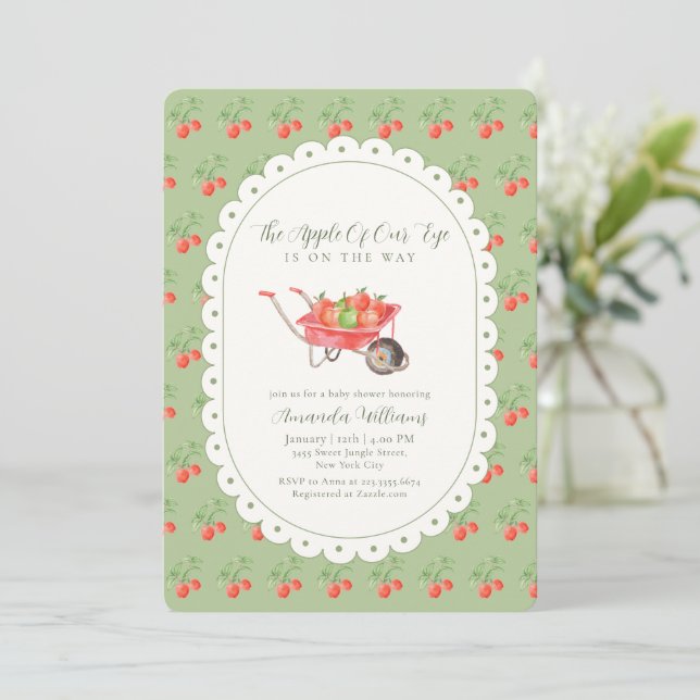 Invitación Dulce cosecha otoñal rústica manzana de nuestra mi (Anverso de pie)