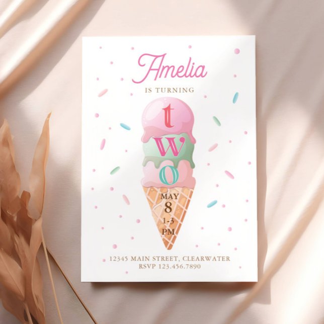 Invitación Dulce crema de hielo Fiesta de cumpleaños número 2 (Subido por el creador)