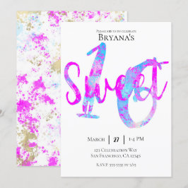 Invitación Dulce Cumpleaños 16 Fiesta Rosa Azul de Algodón de