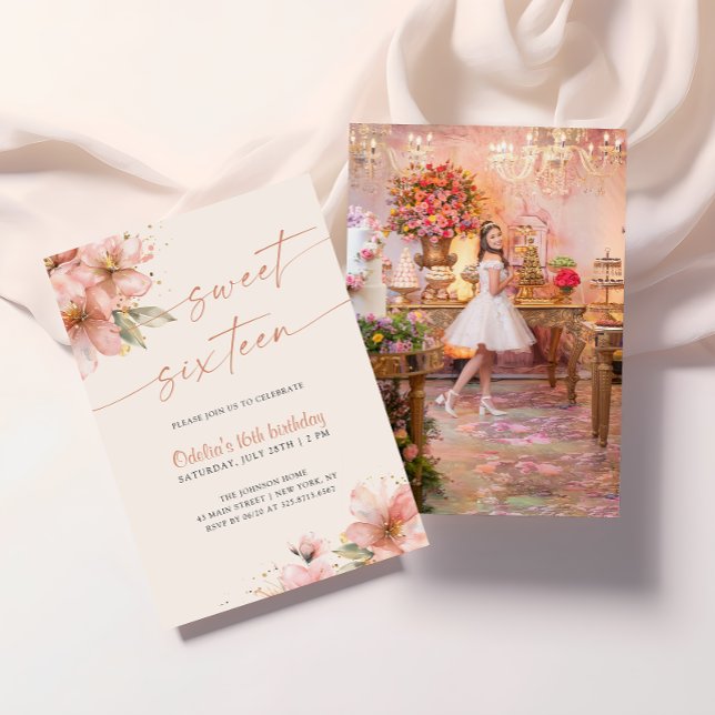 Invitación Dulce Cumpleaños 16 Rosa Suave Foto (Subido por el creador)