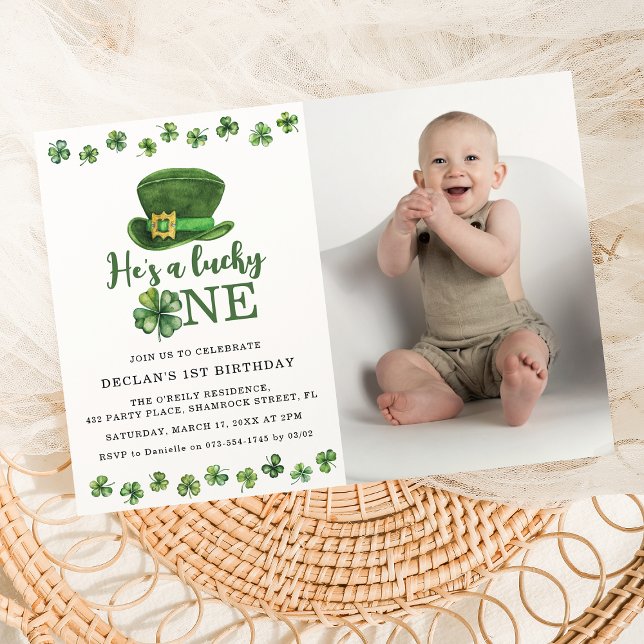 Invitación Dulce Cumpleaños Afortunado Uno Foto Fiesta (Subido por el creador)